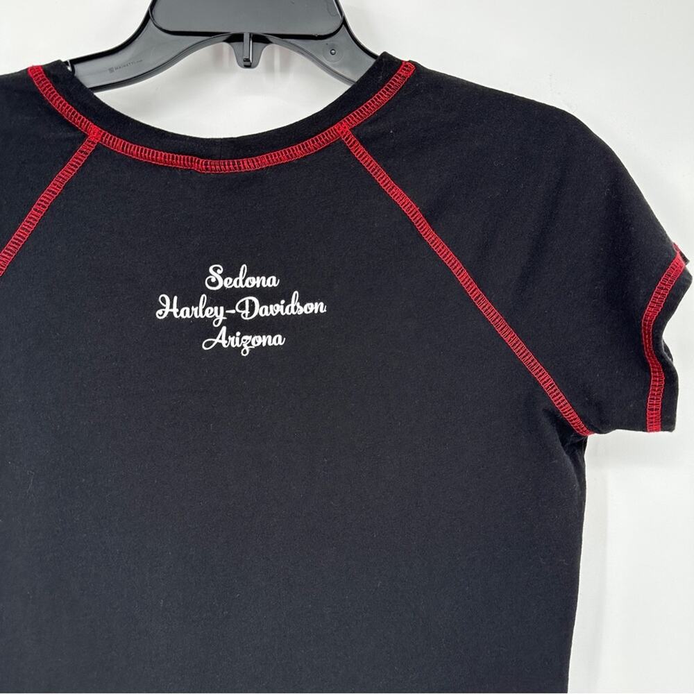 Harley-Davidson Rhinestone Skull Graphic Black T-Shirt • Sedona Edition - Picture 6 of 10
